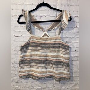 Madewell Striped Square-Neck Tank in Cream, Tan & Gray